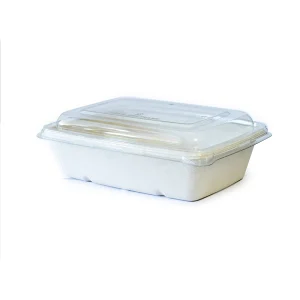 Envase rectangular caña 1050ml con tapa Rpet (300 uds)