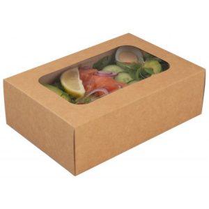 Cajas con vetana para bandejas separadoras de catering