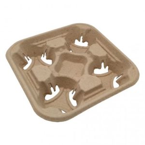 Portavasos de fibra de papel moldeada de 4 unidades