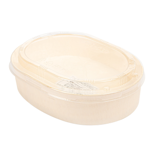 Ensaladera de madera natural con tapa PET