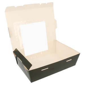 Cajas para ensalada con ventana cartoncillo negro