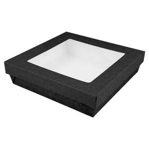 Cajas de cartón negro para pastelería con tapa y ventana