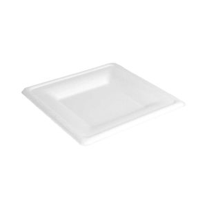 Platos cuadrados de bagazo blanco «BIONIC»