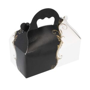 Cajitas con asa para pasteles negra y blanca