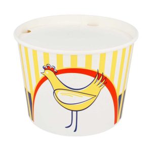 Cubo para pollo con tapa blanco con diseño