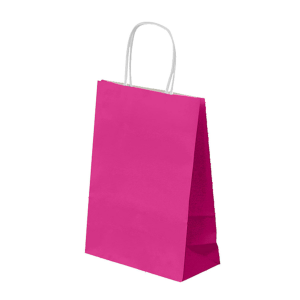 Bolsas de papel fucsia con asas