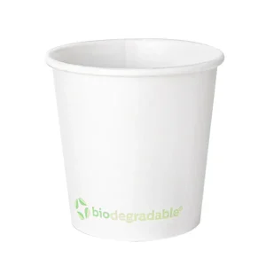 Vasos bebidas calientes 1 pared ‘biodegradable’ 120 ml 170 + 30 pla g/m2 ø6,3/4,5×6 cm blanco cartoncillo+pla