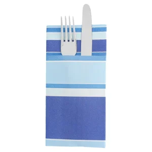 Servilletas canguro ‘bayadères’ 55 g/m2 40×40 cm azul airlaid