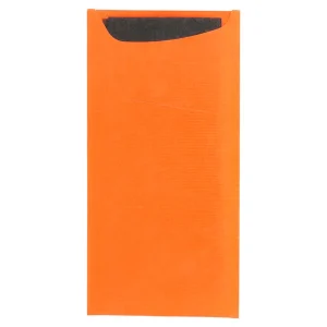 Bolsas cubiertos + servilleta ‘just in time’ 90 + 10 pe g/m2 11,2×22,5 cm naranja celulosa