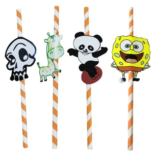 Pajitas «animales» ø 0,60×24 cm surtido papel