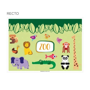 Mantelines colorear «zoo» 100 g/m2 31×43 cm cuatricromía celulosa