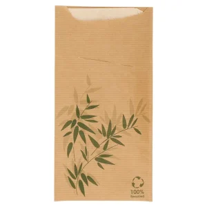 Bolsas cubiertos + servilleta ‘just in time – feel green’ 80 + 10pe g/m2 11,2×22,5 cm natural kraft verjurado