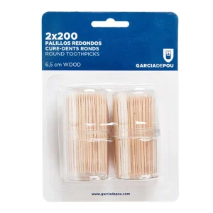 2×200 u. palillos redondos 6,5 (h) cm natural madera