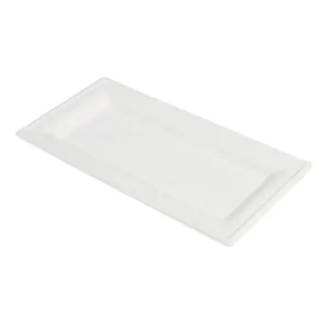 Platos rectangulares ‘bionic’ 26×13 cm blanco bagazo
