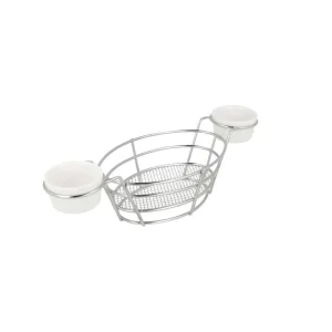 Cestas ovales + 2 tarrinas 26x10x5,3 cm cromado acero