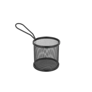 Mini freidoras redondas ø 9×8 cm negro acero