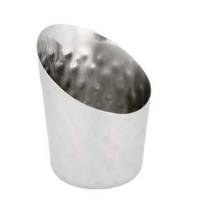 Tarrinas fritas truncadas, martilleadas ø 8,5×8,5 cm plateado inox