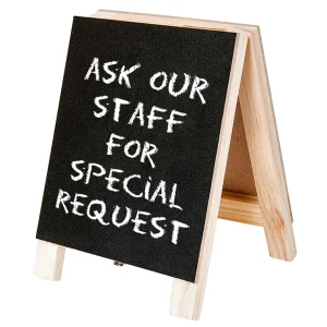 Mini pizarras de tijera 2 caras 10×14 cm negro madera