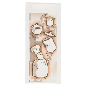 Bolsas cubiertos + servilleta «buen provecho» ‘just in time’ 90 + 10pe g/m2 8,5×19,5 cm blanco airlaid