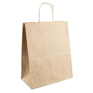 Bolsas sos con asas ‘arpillera’ 80 g/m2 26+14×32 cm natural kraft