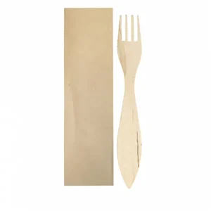Tenedores angulas enfundados kraft 15 cm natural madera
