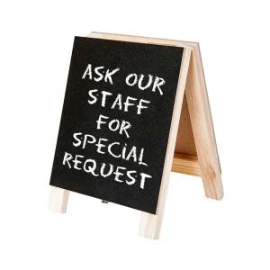 Mini pizarras de tijera 2 caras 7×10 cm negro madera