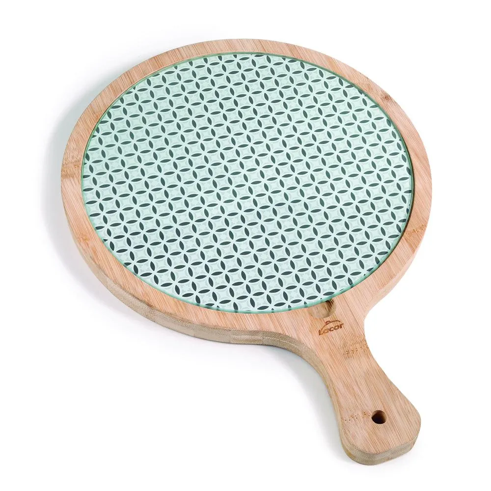 61049-TABLA CRISTAL+BAMBU REDONDA