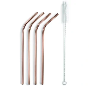 Set 4 Pajitas Cobre 21,5Cm Con Limpiador