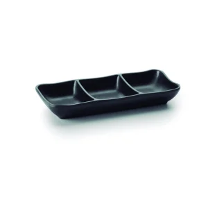 Fuente 3 Salsas Melamina Black 19x8x3 Cm
