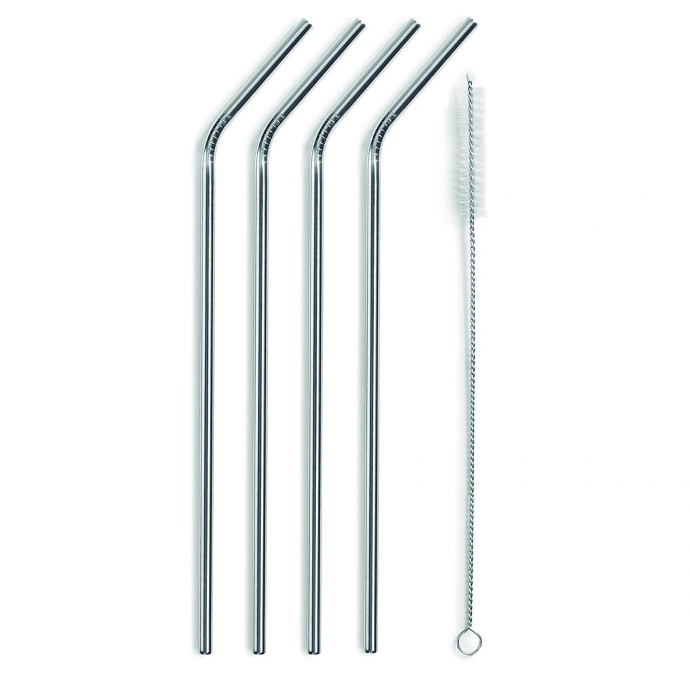 69338-SET 4 PAJITAS INOX y CEPILLO