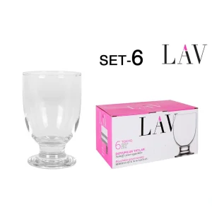 Set 6 Vasos C/Pie 290Cc Tokyo Vidrio