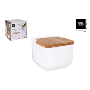 Salero Ceramica Con Tapa Bambu