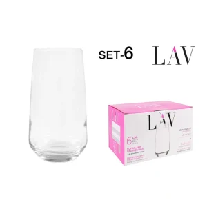 Set 6 Vasos Alto 480Cc Lal Vidrio