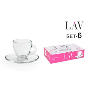 Set 6 Tazas 95Cc C/Plato Espres Vidrio