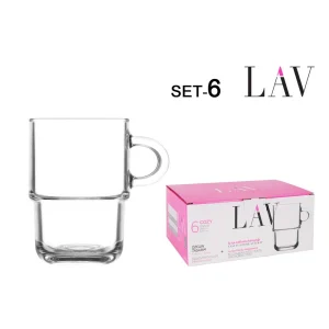 Set 6 Mugs 360Cc Apilables Co Vidrio