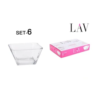 Set 6 Bols Cuadrado 10.6Cm300 Vidrio
