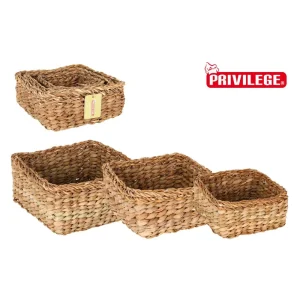 Set 3 Cestas Mimbre Cuadradas Privilege