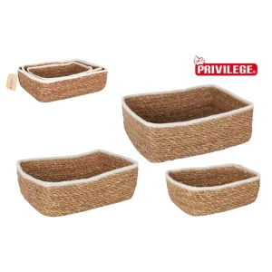 Set 3 Cestas Mimbre Rectang. 26/23/20Cm