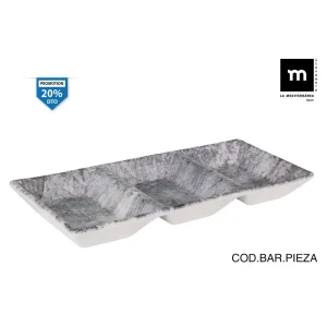 Bandeja Porcelana Decorada Stone 3 Compartimentos