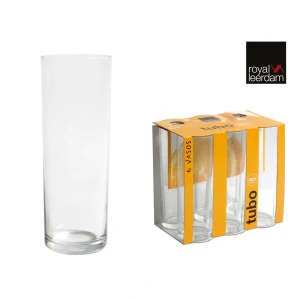 Set 6 Vasos Tubo 32Cl Orange Vidrio