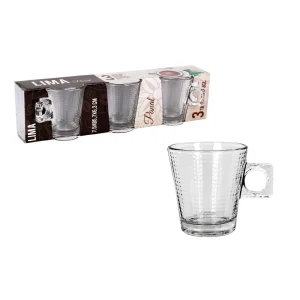 Set 3 Tazas Cafe 8 Cl Lima Panal Vidrio