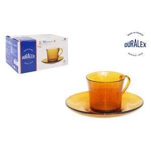 Set 6 Tazas Con Plato 18Cl Ambar Lys Vidrio