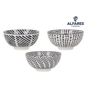 Bol Aper. Japo 15.5X7.7 3 Dec.Negro Nomi Porcelana