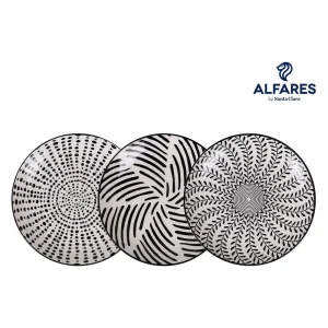 Fuente Red.Japo 20.3X25 3 Dec Negro Nomi Porcelana