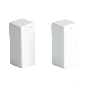 Salero Y Pimentero Porcelana Rectangular Ming Blanca