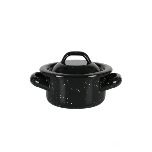 Cacerola Pequeña Metal Negro Con Tapa Con Asas