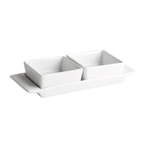 Bowls 8X8X3.5 Cm. 10 Cl. 2 U. C/ Bandeja 22X9X4 Porcelana