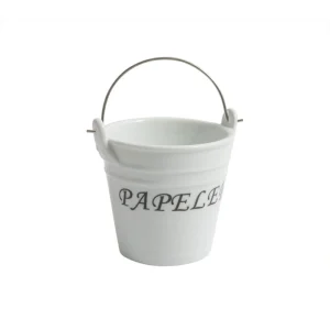 Papelera Cubo C/Asa Acero 43Cl.11X10Cm. Porcelana