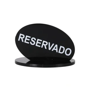 Placa Reservado Negra 15X15X15Cm Pc Securit