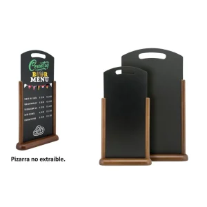 Pizarra Mesa Redondeada Marron/Negra Con Asa